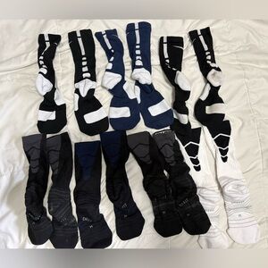 Lot of 7 Pairs Nike Dri Fit Elite and Vapor Elite Crew Socks Medium